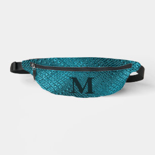 Elegant Western Turquoise Blue Monogrammed Initial Fanny Pack