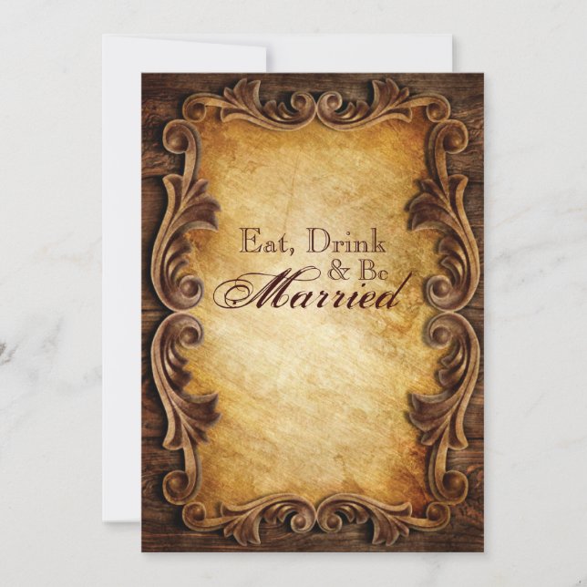 Elegant  western vintage wedding rehearsal dinner invitation (Front)