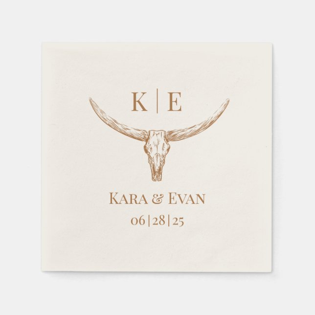 Elegant Western Wedding Personalized Napkins (Front)