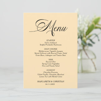 Elegant Wheat Minimalist Wedding Menu Card