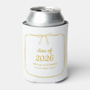 Elegant Whimsical Bow Yellow Gold Graduation Favou Can Cooler