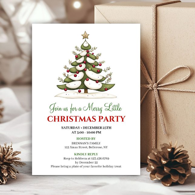 Elegant whimsical Christmas tree dinner invitation (Elegant whimsical Christmas tree dinner invitation)