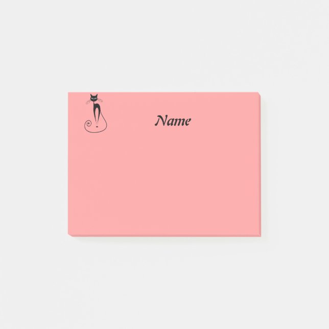 Elegant whimsical funny cat personalized post-it notes (Front)
