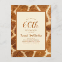 Elegant Whimsical Giraffe Print 60th Birthday
