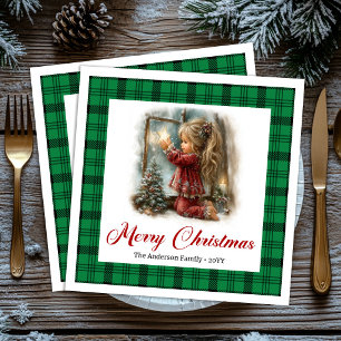 Elegant Whimsical Painted Winter Scene Napkins