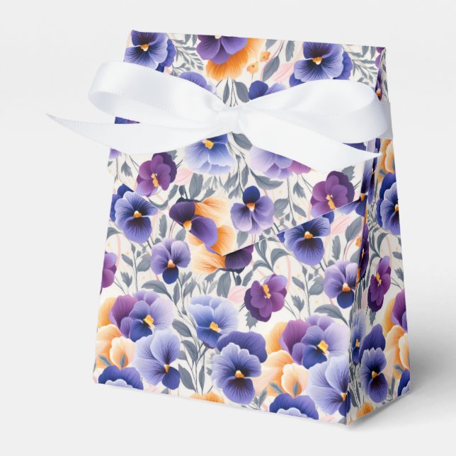 elegant whimsical pansy tiled  favor box (Front Side)