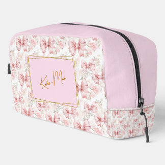 Elegant Whimsical Personalized Coquette Bow Dopp Kit