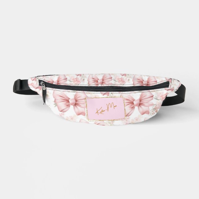 Elegant Whimsical Personalized Coquette Bow  Fanny Pack (Front)