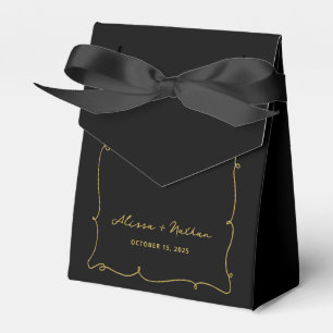 Elegant Whimsical Vintage Black and Gold Wedding Favor Box