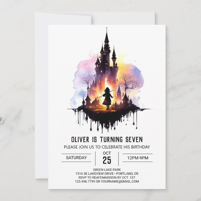 Elegant Whimsical Wizard Birthday Invitation (Front)