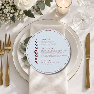 Elegant Whimsy Round Welcome Wedding Dinner Menu