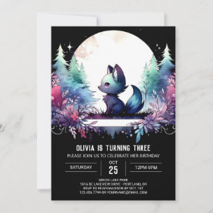 Elegant Whimsy Wolf Birthday Invitation