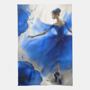 Elegant Whirl Ballet in Indigo blue Kitchen Towel