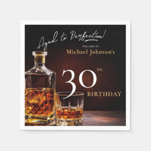 Elegant Whiskey Black Gold 30th Birthday Party Nap Napkin