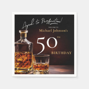 Elegant Whiskey Black Gold 50th Birthday Party Nap Napkin