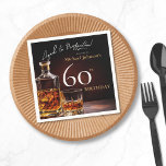 Elegant Whiskey Black Gold 60th Birthday Party Napkin<br><div class="desc">Elegant Whiskey Black Gold 60th Birthday Party Napkins. Raise a toast to elegance with our milestone birthday invitation design, a perfect blend of sophistication and celebration. The black and gold accents set the stage for a classy affair, reminiscent of aged whiskey in its rich hues. This invitation exudes a timeless...</div>