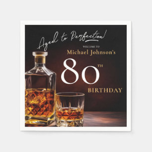Elegant Whiskey Black Gold 80th Birthday Party Nap Napkin