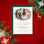 Elegant White 1st Christmas Married Bridal Photo  Foil Holiday Card<br><div class="desc">Elegant  White 1st Christmas Married Bridal Photo Gold Foil Calligraphy Christmas Holiday Greetings Card.</div>