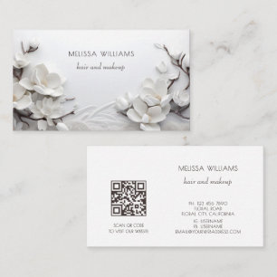 Elegant White 3D Magnolia Business Card