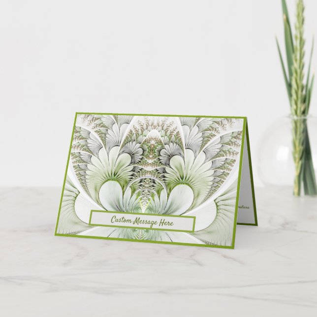 Elegant White Abstract Floral Note / Greeting Card (Front)
