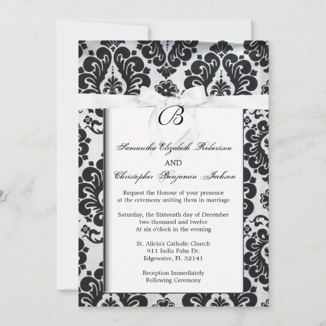 Elegant White Accent Wedding Invite (Front)