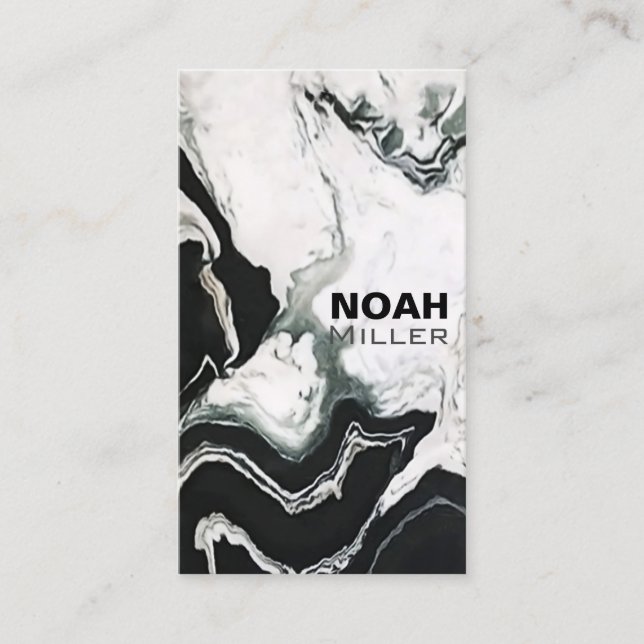 Elegant White and Black Abstract Panda Marble Business Card (Front)