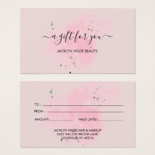 Elegant white and black beauty salon gift card