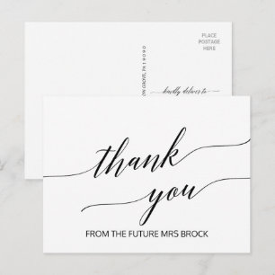 Elegant White and Black Calligraphy Thank You Postcard