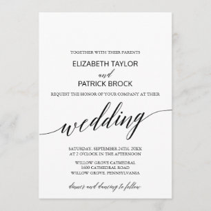 Elegant White and Black Calligraphy Wedding Invitation