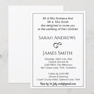 Elegant White and Black Calligraphy Wedding Invitation
