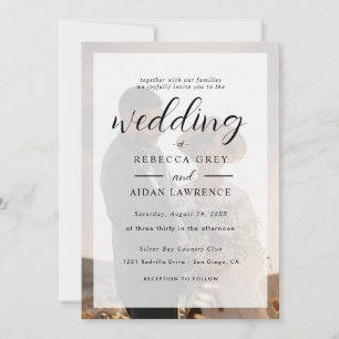 Elegant White and Black Gold Border Photo Wedding