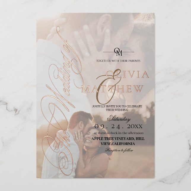 Elegant White and Black Gold Modern Photo Wedding (Front)