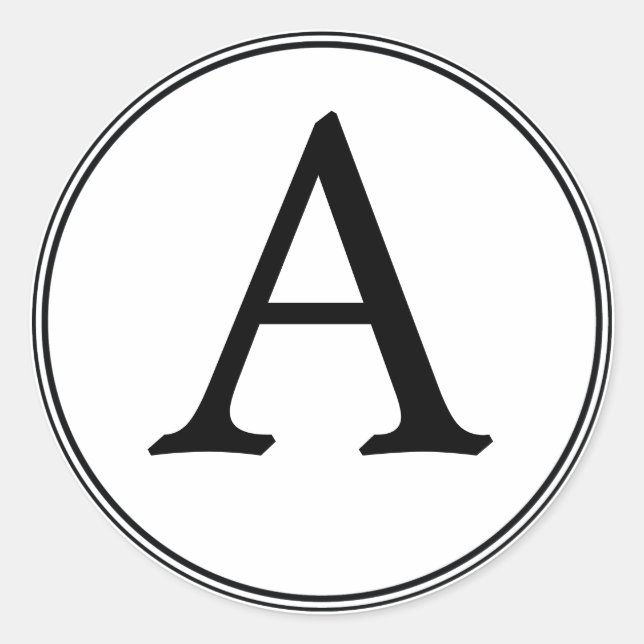 Elegant White and Black Monogram Stickers (Front)