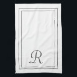 Elegant White and Black Monogrammed Kitchen Towel<br><div class="desc">Elegant White and Black Monogrammed Kitchen towel</div>