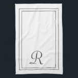 Elegant White and Black Monogrammed Kitchen Towel<br><div class="desc">Elegant White and Black Monogrammed Kitchen towel</div>