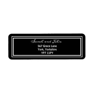 Elegant White and Black Wedding Address Label