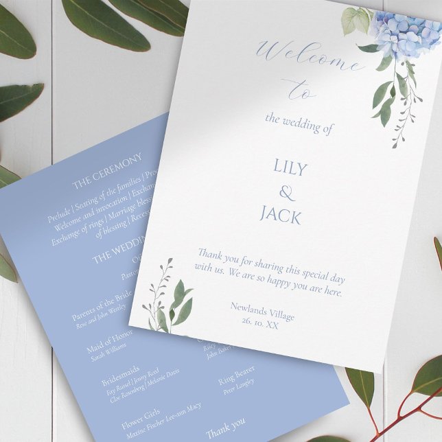 Elegant White and Blue Floral Hydrangea Program (Creator Uploaded)
