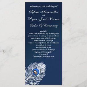 Elegant white and blue peacock programs