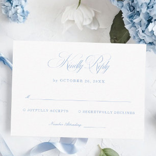 Elegant White and Blue Wedding RSVP Enclosure Card
