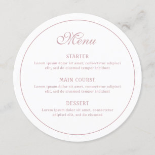 Elegant White and Blush Round Menu