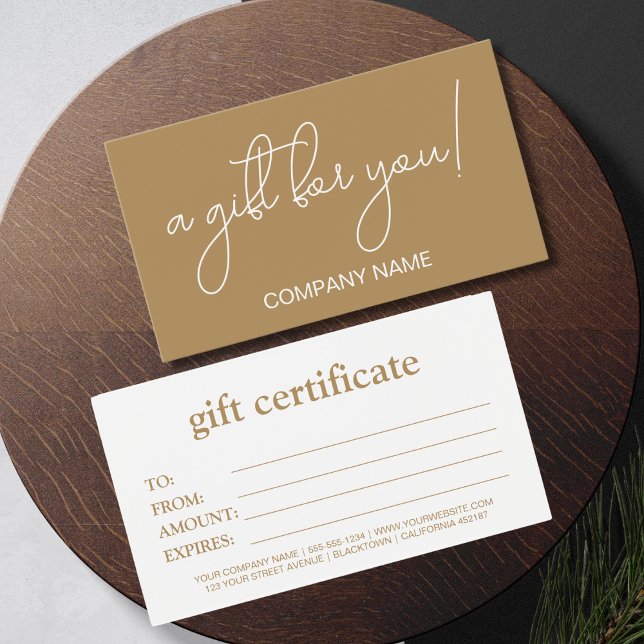 Elegant white and brown Business Gift Certificate  (Creator Uploaded)