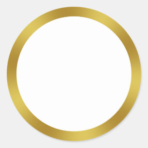 Elegant White and Faux Gold Border Classic Round Sticker