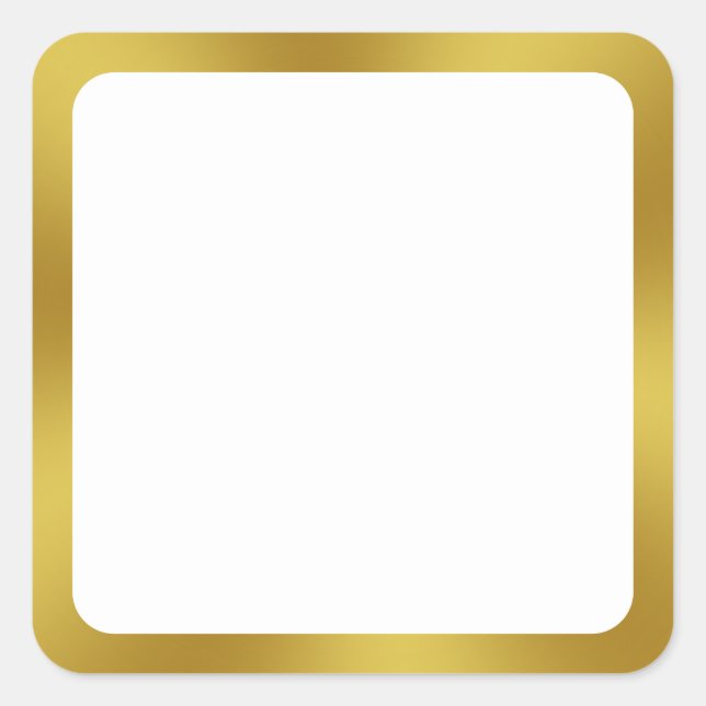 Elegant White and Faux Gold Border Square Sticker (Front)