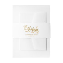 Elegant White and Faux Gold Calligraphy Wedding