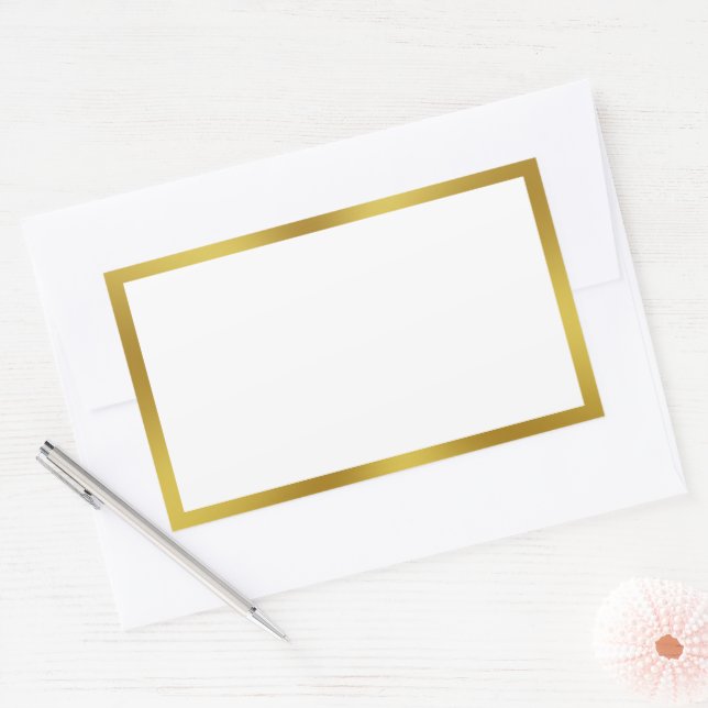 Elegant White and Gold Border Sticker (Envelope)