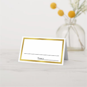 Elegant White and Gold Bride Groom Names Wedding  Place Card