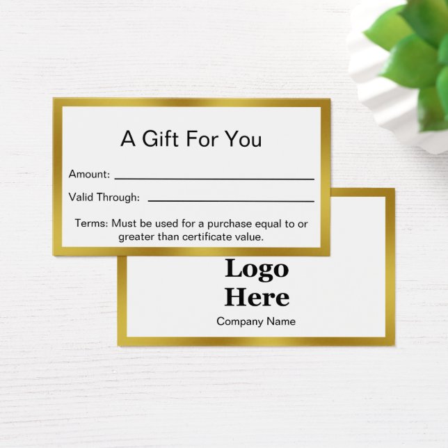 Elegant White and Gold Business Gift Certificate (Desk)