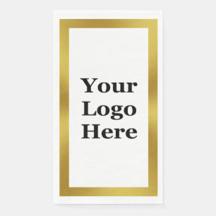Elegant White and Gold Business Your Logo Here Napkin