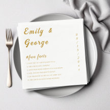 Elegant White And Gold Classy Fun Facts Wedding
