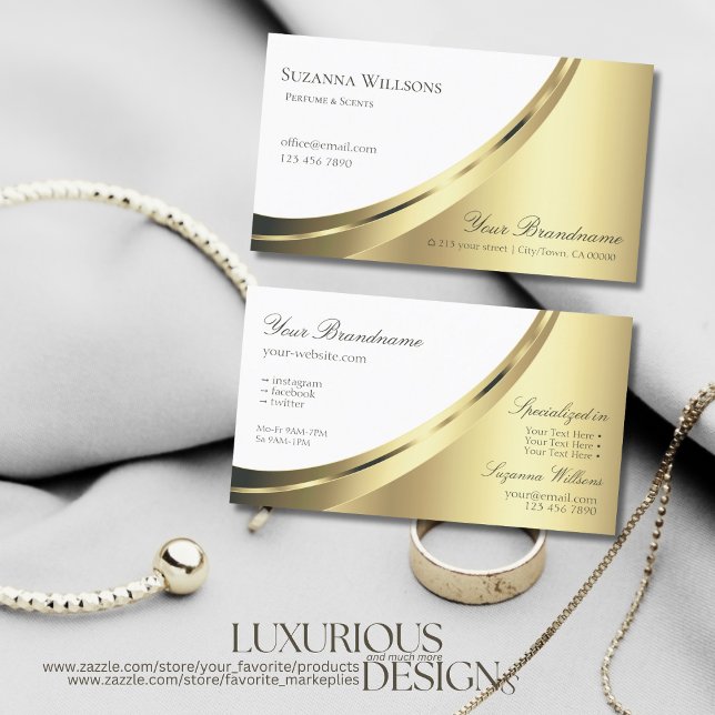 Elegant White and Gold Decor Luxurious Decorative Business Card (Creator Uploaded)